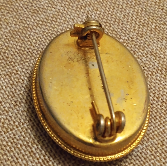 Micro Mosaic Made in Italy Stamped Oval Vintage Handmade Pin/Brooch - Picture 4 of 5